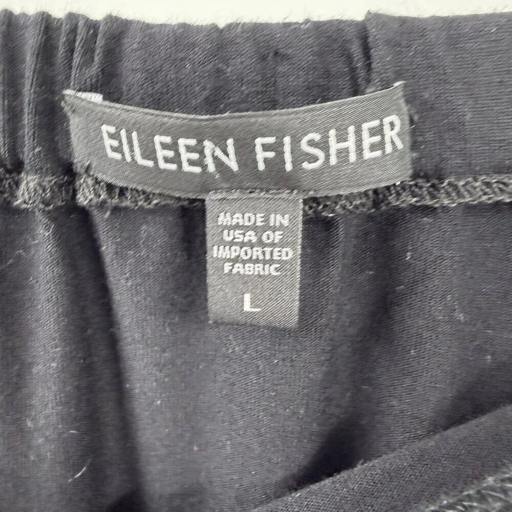 Eileen Fisher L Black A-Line Modest Knee Length Stretch Knit Skirt Minimalist